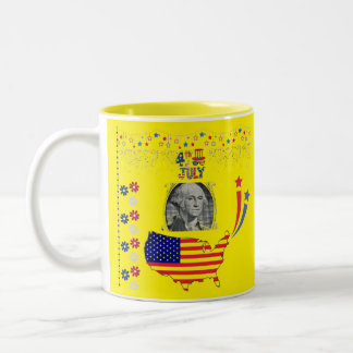 Spirit of American independence yellow Two-Tone Coffee Mug