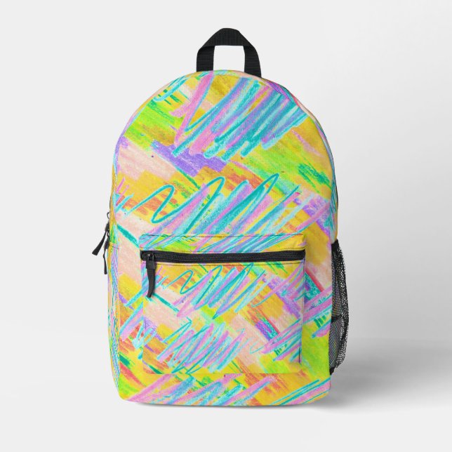 Spirit of Bratislava Abstract Art Crayons Printed Backpack (Front)