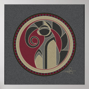 Spirit Of Cat gray background Poster