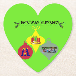 Spirit of Christmas Trio of Religious Ornaments Paper Coaster