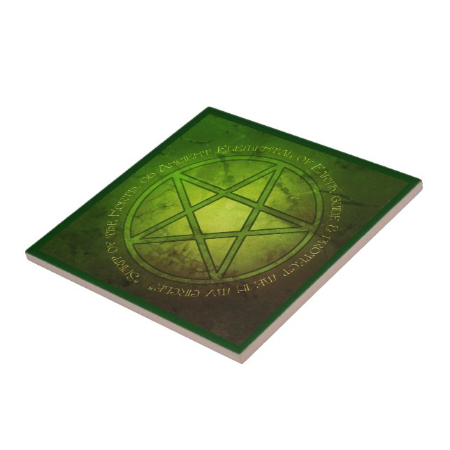 Spirit of Earth Pentacle Ceramic Tile (Side)