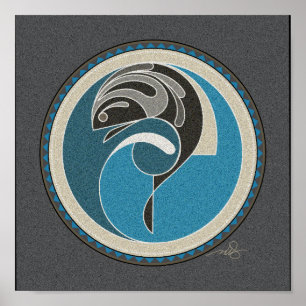 Spirit Of Fish gray background Poster