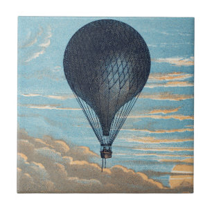 Spirit of Flight: Hot Air Balloon Ride Vintage Art Ceramic Tile
