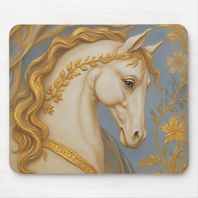 Spirit of Gold – Majestic White Stallion Art Mouse Mouse Pad (Front)