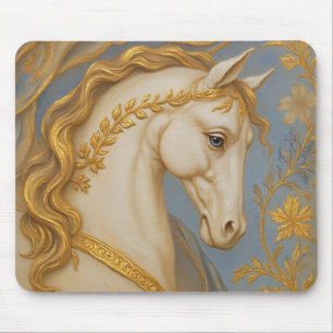 Spirit of Gold – Majestic White Stallion Art Mouse Pad