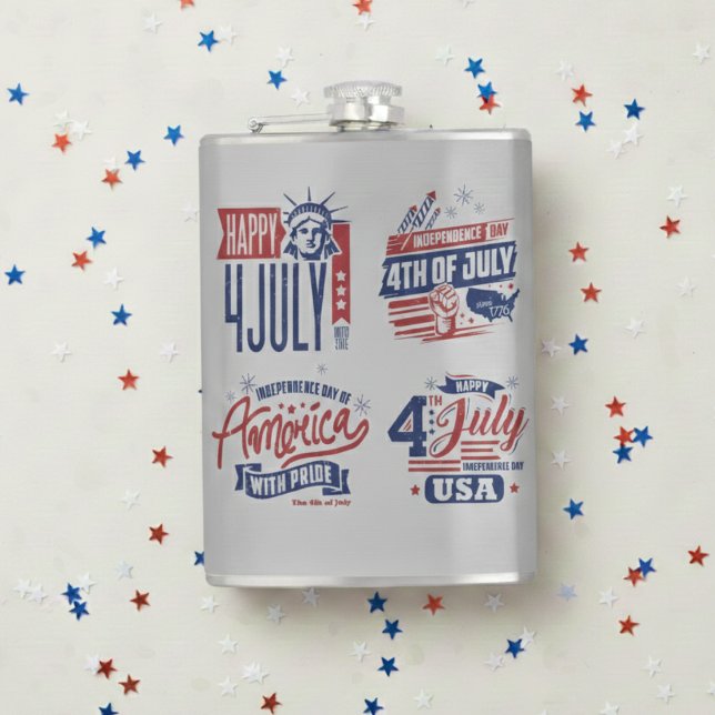 Spirit of Independence Fourth of July Classic Hip Flask (Sip the spirit of liberty.)