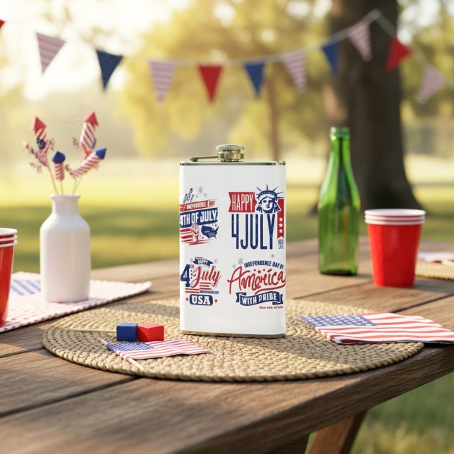 Spirit of Independence Fourth of July  Hip Flask (Spirit of Independence Fourth of July Flask)