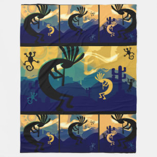 Spirit of Kokopelli Desert Landscape Large Fleece Blanket