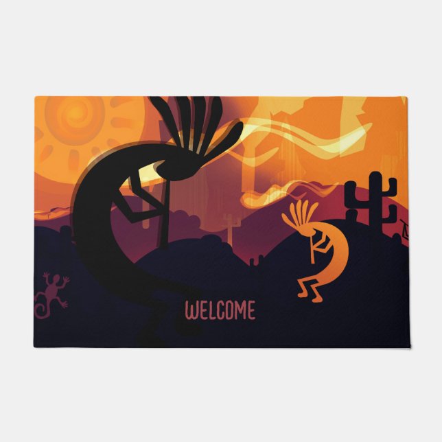Spirit of Kokopelli Desert landscape Sunset  Doormat (Front)