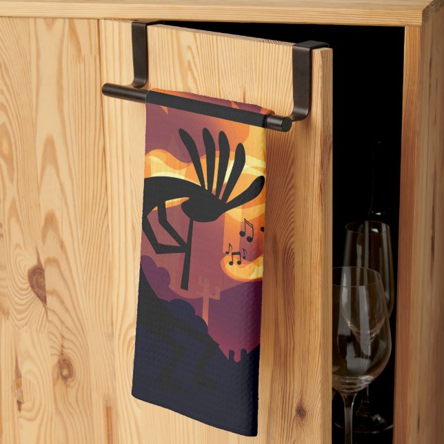 Spirit of Kokopelli Desert landscape Sunset  Tea Towel (Thirds Fold)