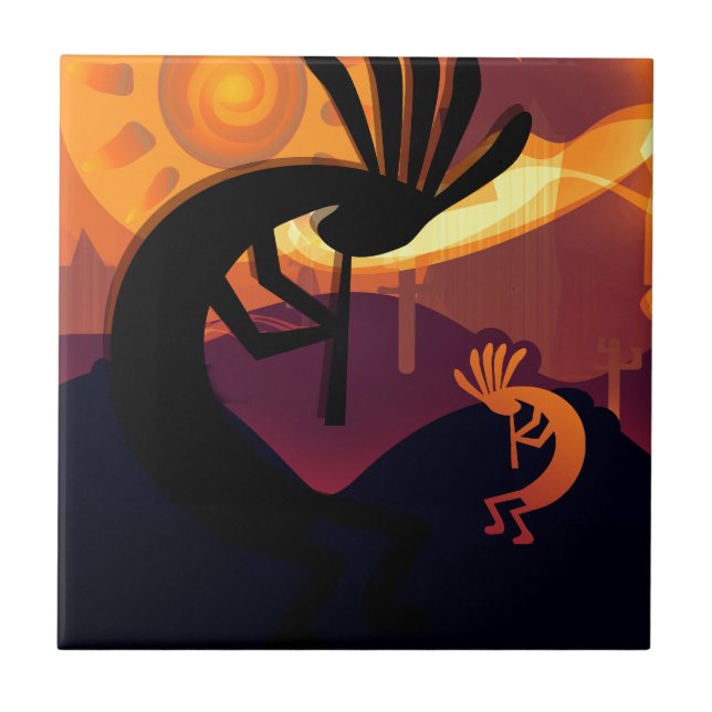 Spirit of Kokopelli Sunset 1 Ceramic Tile (Front)