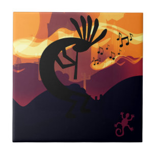Spirit of Kokopelli Sunset Ceramic Tile