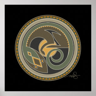 Spirit Of Lizard black background Poster