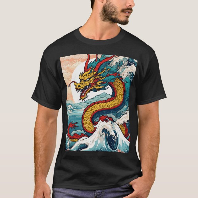 Spirit of  Orient:Japanese Dragon Illustration Tee (Front)