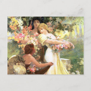 Spirit of Spring Art Nouveau Bridal Postcard