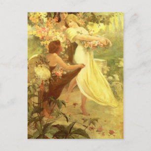 Spirit Of Spring by Alphonse Mucha Postcard