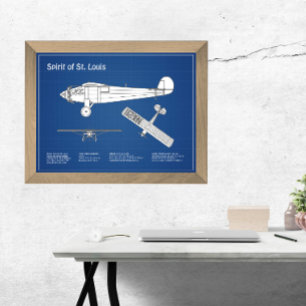 Spirit of St. Louis - Aeroplane Blueprint Plans AB Photo Print