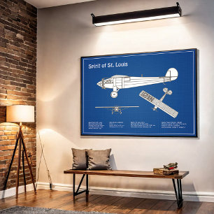 Spirit of St. Louis - Aeroplane Blueprint Plans AB Poster