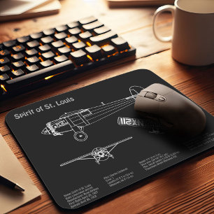 Spirit of St. Louis - Aeroplane Blueprint Plans PD Mouse Pad