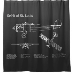 Spirit of St. Louis - Aeroplane Blueprint Plans PD Shower Curtain