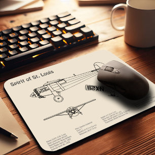 Spirit of St. Louis - Aeroplane Blueprint Plans SD Mouse Pad