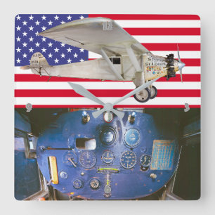 SPIRIT OF ST. LOUIS SQUARE WALL CLOCK