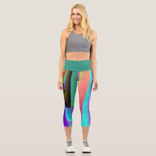 Spirit of Summer Breeze , Abstract 3D Rainbowart Capri Leggings