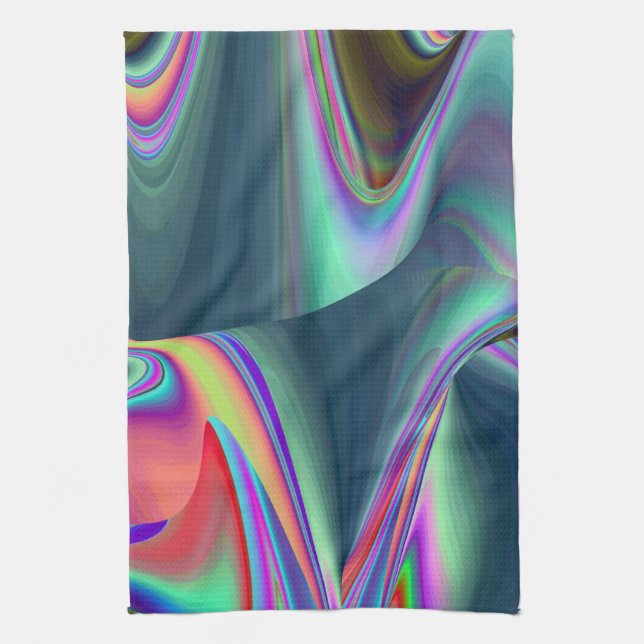 Spirit of Summer Breeze , Abstract 3D Rainbowart Tea Towel (Vertical)