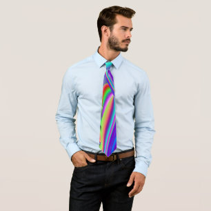 Spirit of Summer Breeze , Abstract 3D Rainbowart Tie