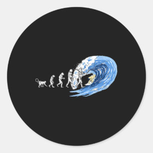 Spirit Of Surfing Evolution Of Man Classic Round Sticker