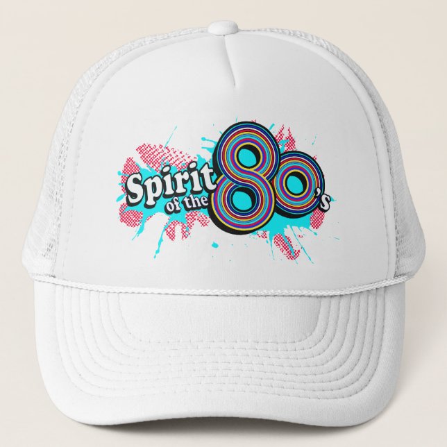 "Spirit of the 80's" retro design white hat (Front)