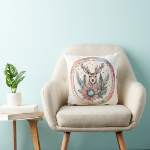 Spirit of the Forest: Mystical Deer and Floral Har Cushion