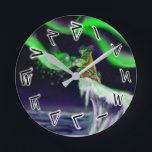 Spirit of the Northern Lights Wall Clock<br><div class="desc">We Inupiaqs believe that the Northern Lights are spirits paying us a supernatural visit. 
Using the Kaktovik Numerals,  you'll see that any time is a great time to connect to the past,  when our ancestors stop by for a captivating visit!</div>