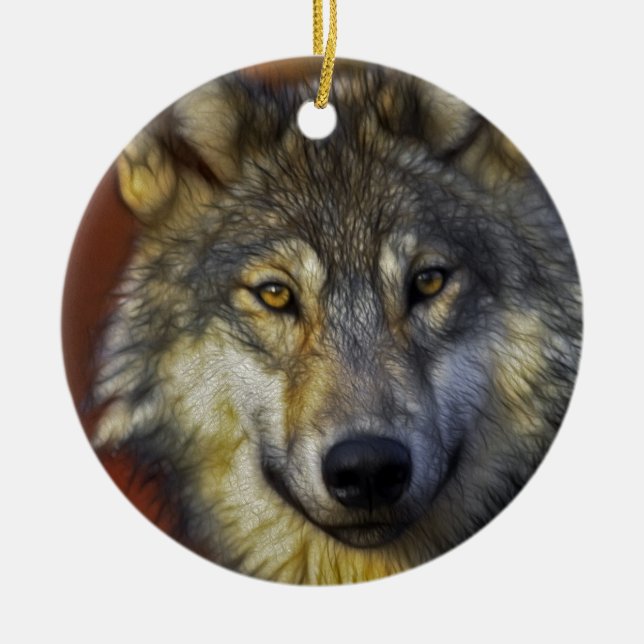 Spirit of the Wolf - Therian wolf photo gifts Ceramic Ornament (Front)