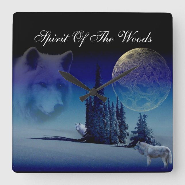 Spirit Of The Woods Square Wall Clock (Front)