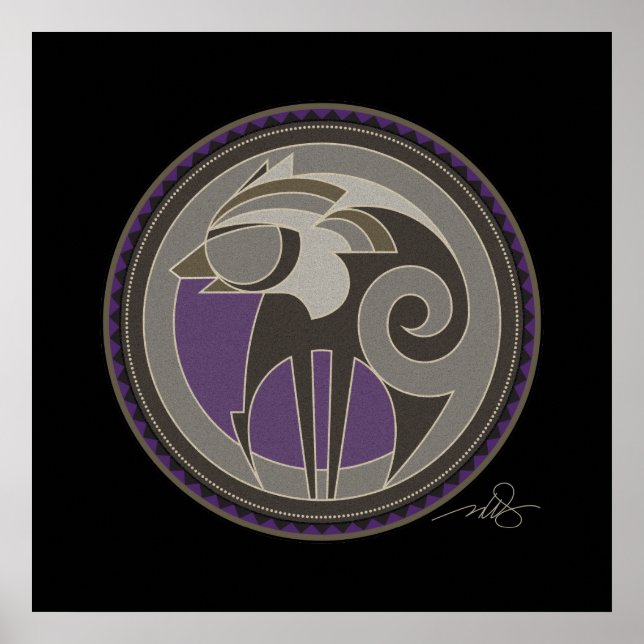 Spirit Of Wolf Poster black background (Front)