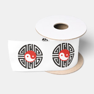 Spirit Of Yin & Yang Tattoo + your backgr. colour Satin Ribbon