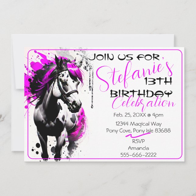 Spirit Pony 32 Birthday Invitation (Front)