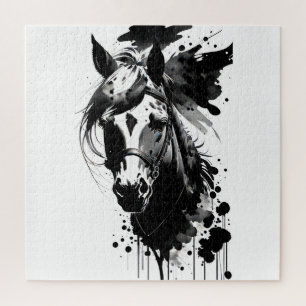 Spirit Pony 3 Black & White Jigsaw Puzzle