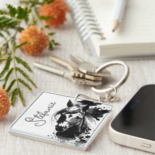 Spirit Pony 3 Black & White Key Ring