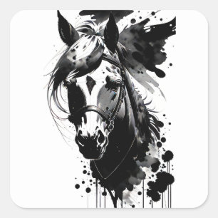 Spirit Pony 3 Black & White Square Sticker