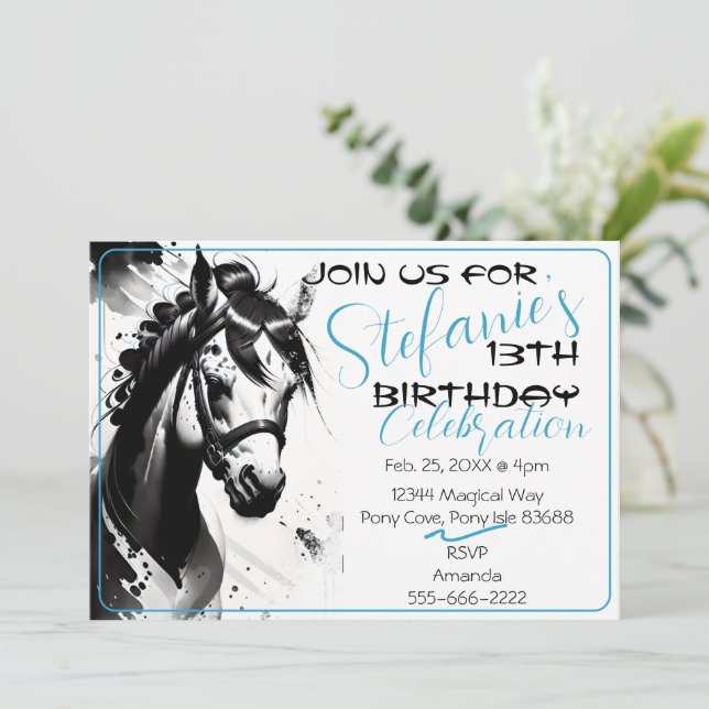 Spirit Pony 8 Birthday Invitation (Standing Front)
