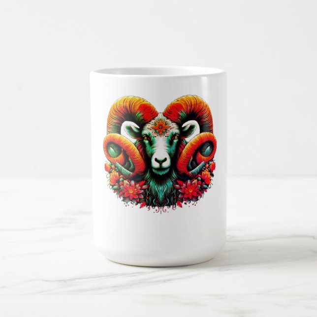 Spirit Ram – Floral Horns & Earth Wisdom Coffee Mug (Center)