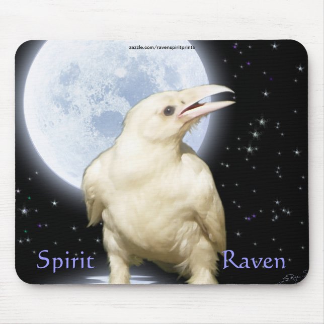SPIRIT RAVEN Wildlife Fantasy Art Mouse Pad (Front)