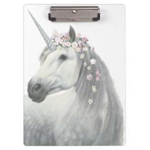 Spirit Unicorn with Flowers in Mane Clipboard