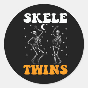 Spirit Week Twin Day Skeleton Twins Halloween Tees Classic Round Sticker