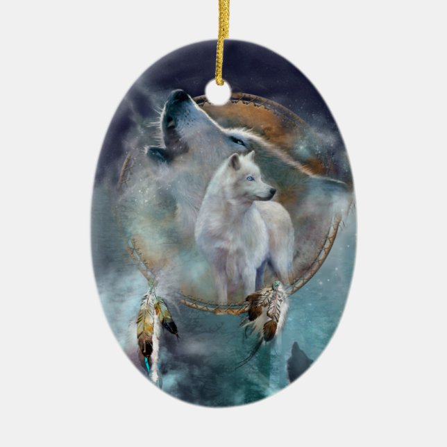 Spirit Wolf Art Ornament (Front)