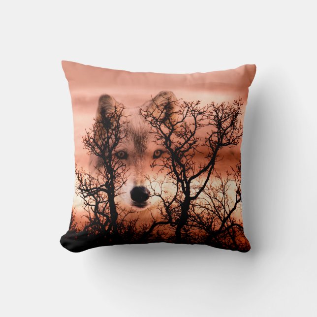 Spirit wolf face cushion (Front)