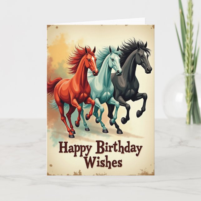 Spirited Birthday Galloping Card (Front)