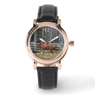 Spirited Bucking Ranch Horse Equine Wristwatch